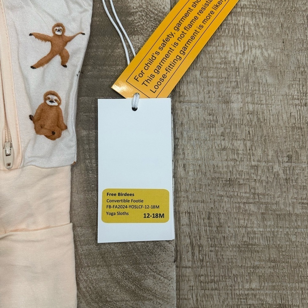 Free Birdees | Yoga Sloths Convertible Footie | 12–18M - Picture 7 of 15